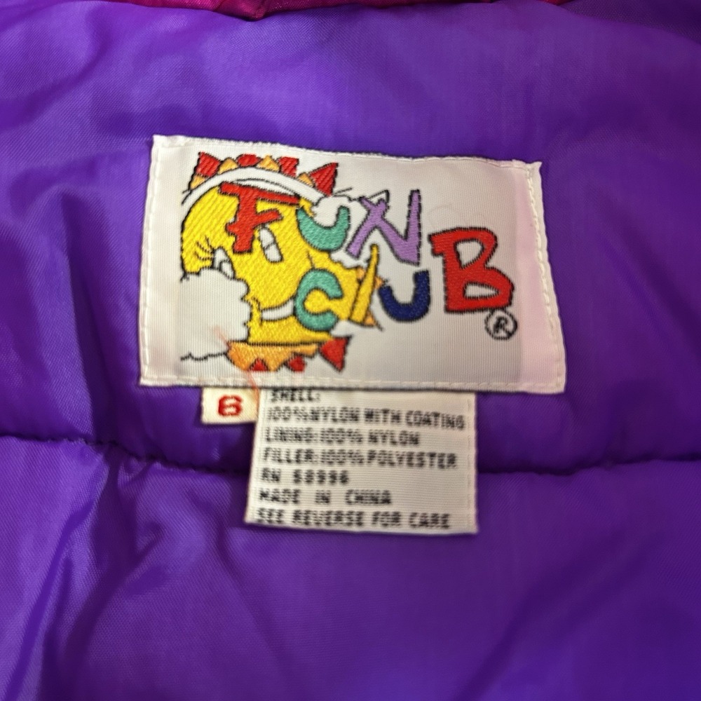Fun Club Kids Vintage 90s Multi-Colored Color Block Puffer Coat Size 6 - Picture 6 of 6